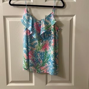 Lilly Pulitzer coral spaghetti strap tank. Gently used